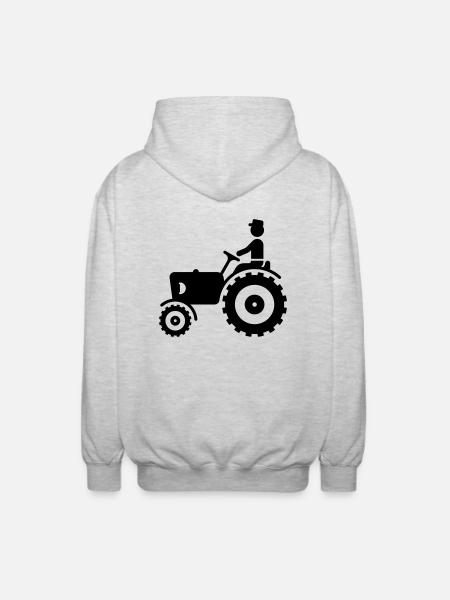 Farmer With Tractor - Unisex Hooded Jacket - light heather grey