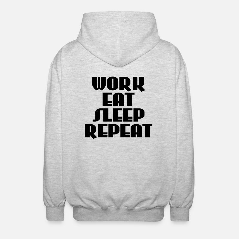 Work, eat, sleep, repeat - Unisex Kapuzenjacke - Hellgrau meliert