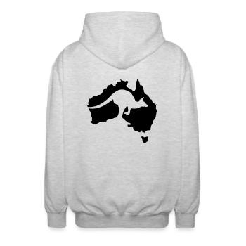 Australien - Unisex Kapuzenjacke - Hellgrau meliert - Hinten - AI Model Male 185 light (185cm)