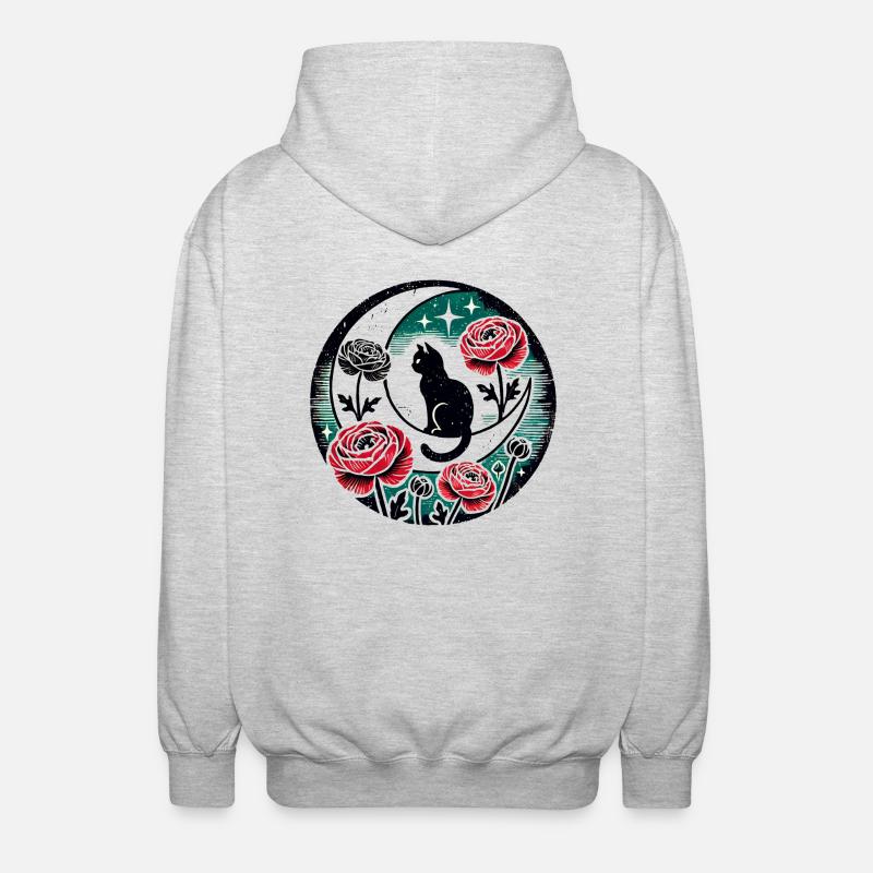 Lune chat noir - Veste à capuche unisexe - gris clair chiné