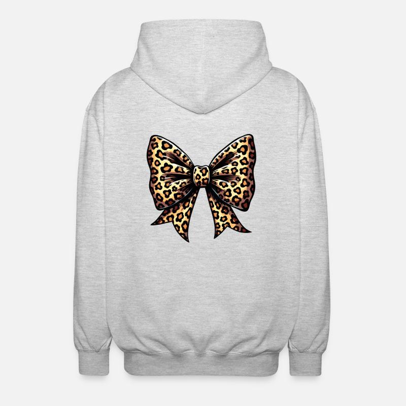 GROSSE SCHLEIFE MIT LEOPARD-TREND - Unisex Kapuzenjacke - Hellgrau meliert