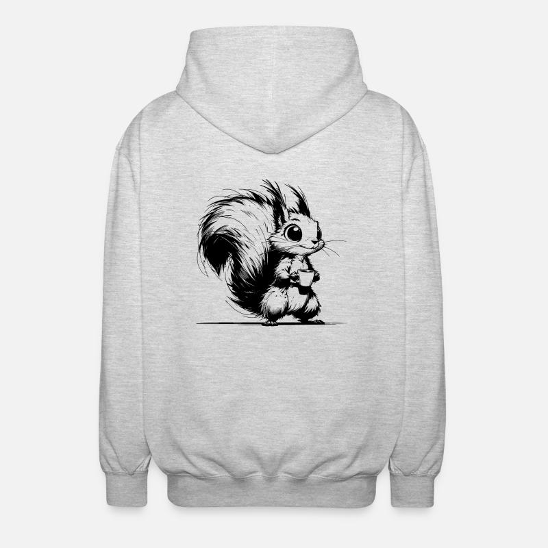 Aufgewecktes Baby Eichhörnchen mit Kaffee - Unisex Kapuzenjacke - Hellgrau meliert