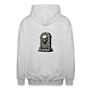 Grabstein - Unisex Kapuzenjacke - Hellgrau meliert - Hinten - AI Model Male 185 light (185cm)