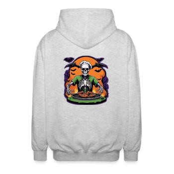 Halloween Grilling Grill Master Gift Skeleton - Unisex Hooded Jacket - light heather grey - Back - AI Model Male 185 light (185cm)