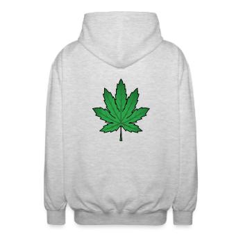 High Leaf Cannabisblatt - Unisex Kapuzenjacke - Hellgrau meliert - Hinten - AI Model Male 185 light (185cm)