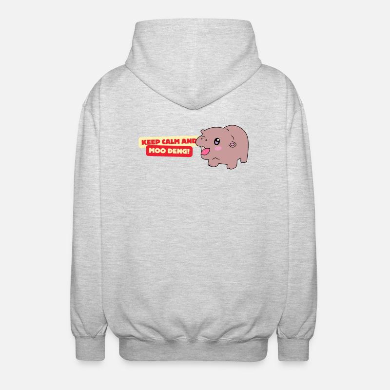 Moo Deng! - Unisex Kapuzenjacke - Hellgrau meliert