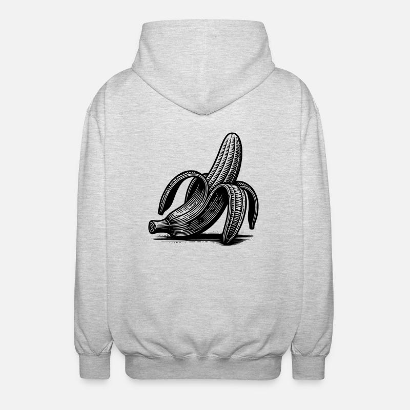 Striptease banane dessin style d’encre - Veste à capuche unisexe - gris clair chiné