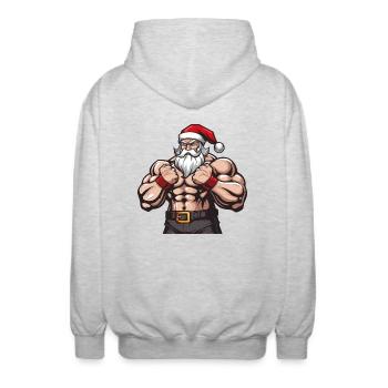 Le Père Noël fort - Veste à capuche unisexe - gris clair chiné - Dos - AI Model Male 185 light (185cm)