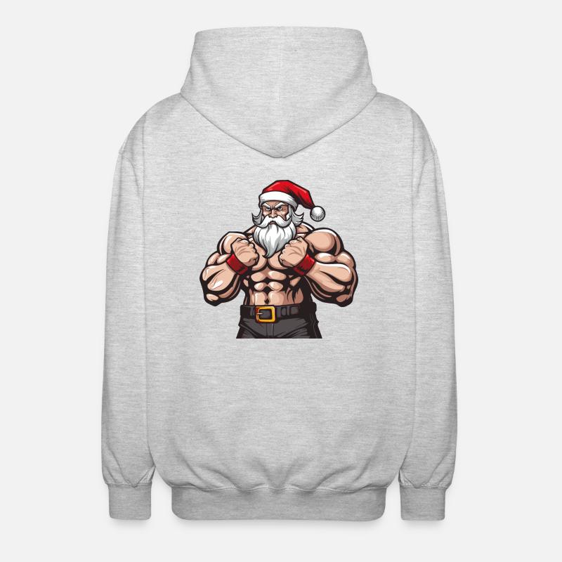 weihnachtsmann stark - Unisex Kapuzenjacke - Hellgrau meliert