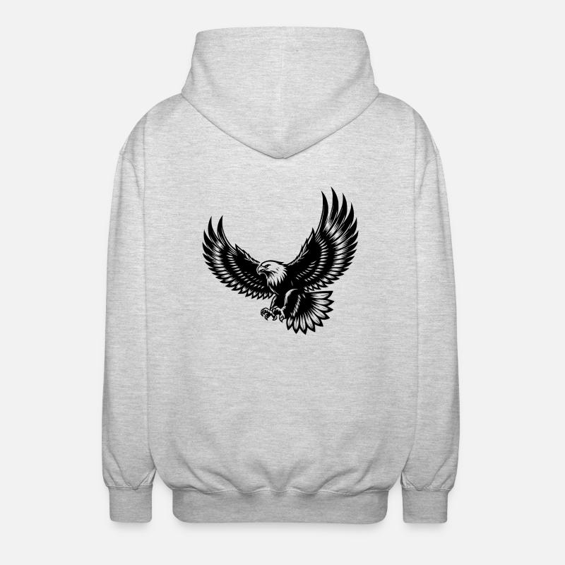 Expressive eagle with spread wings - Unisex Hooded Jacket - light heather grey