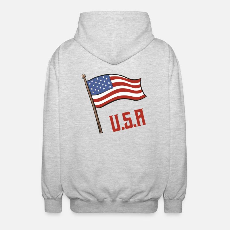 Drapeau des États-Unis - Veste à capuche unisexe - gris clair chiné