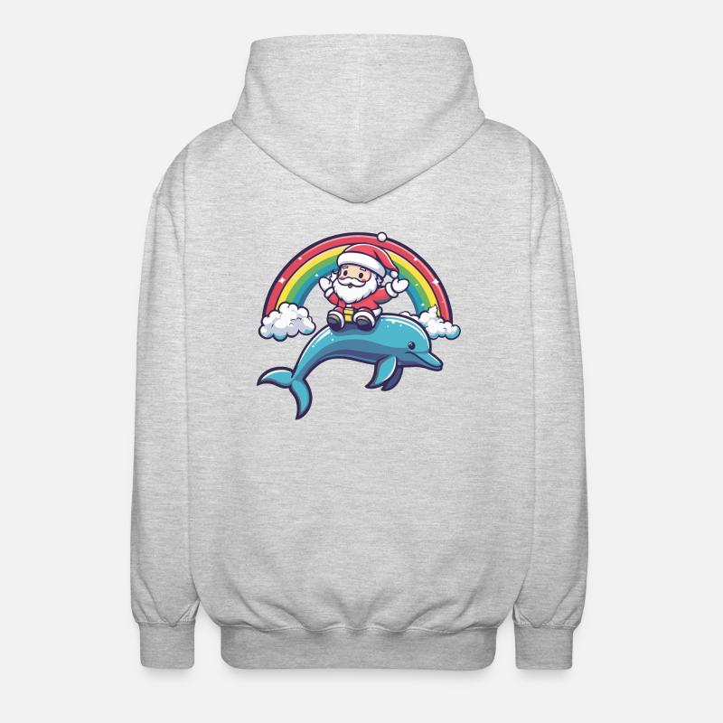 Dauphin Père Noël Arc-en-ciel - Veste à capuche unisexe - gris clair chiné