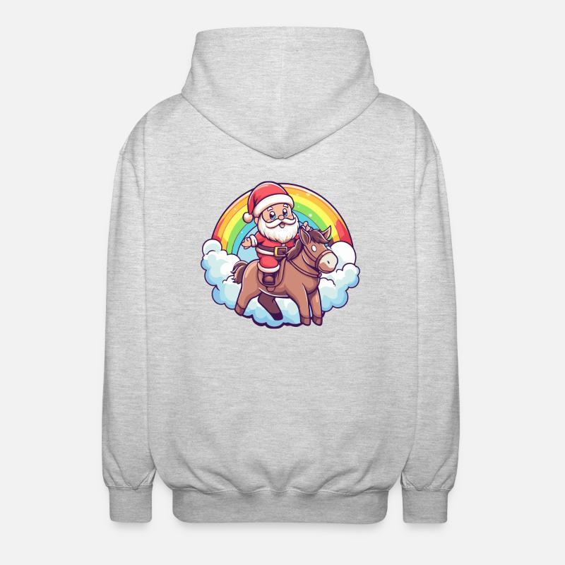 Esel Weihnachtsmann Regenbogen - Unisex Kapuzenjacke - Hellgrau meliert
