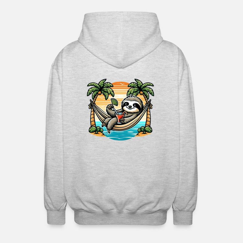 Faultier in Hängematte - Unisex Kapuzenjacke - Hellgrau meliert