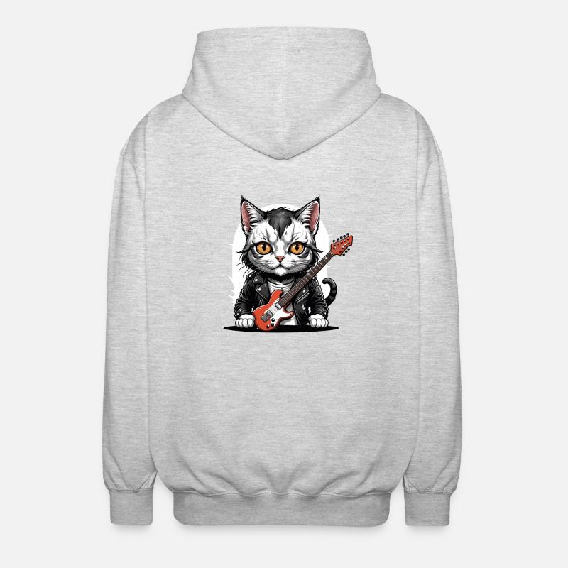 Cat Rocker Cat HardRock Gift - Veste à capuche unisexe - gris clair chiné