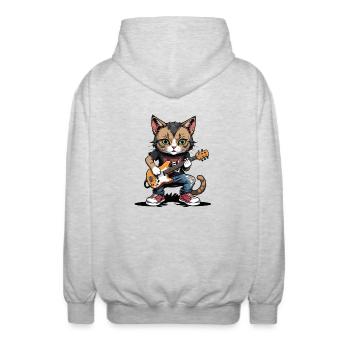 Cat Rocker Cat HardRock Gift - Veste à capuche unisexe - gris clair chiné - Dos - AI Model Male 185 light (185cm)