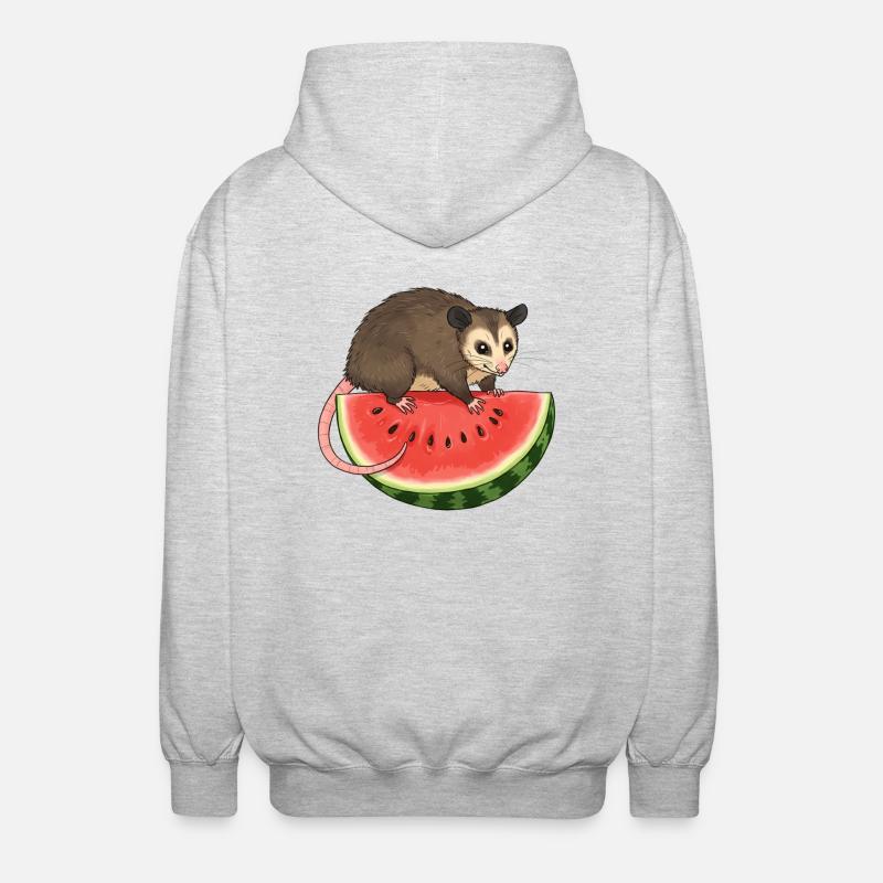 Opossum à la pastèque - Veste à capuche unisexe - gris clair chiné