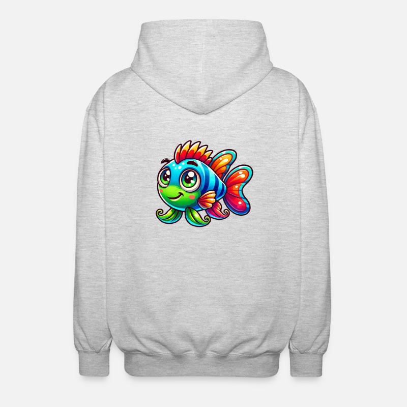 Bande dessinée de poisson - Veste à capuche unisexe - gris clair chiné