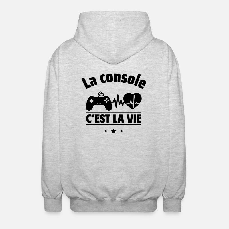 La console, c'est la vie,Geek,Gamer,Gaming - Veste à capuche unisexe - gris clair chiné