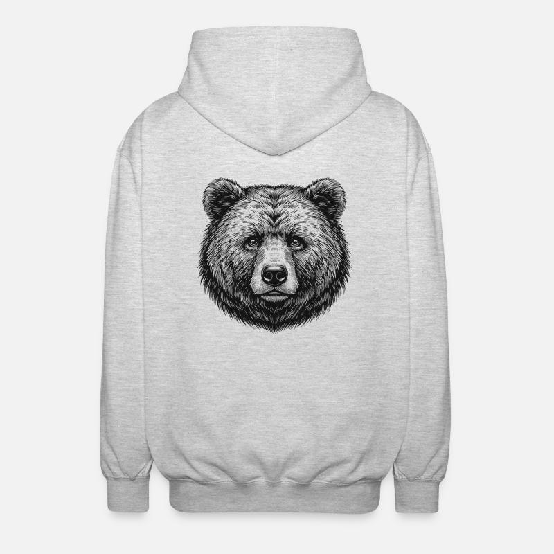 Bär - Unisex Kapuzenjacke - Hellgrau meliert