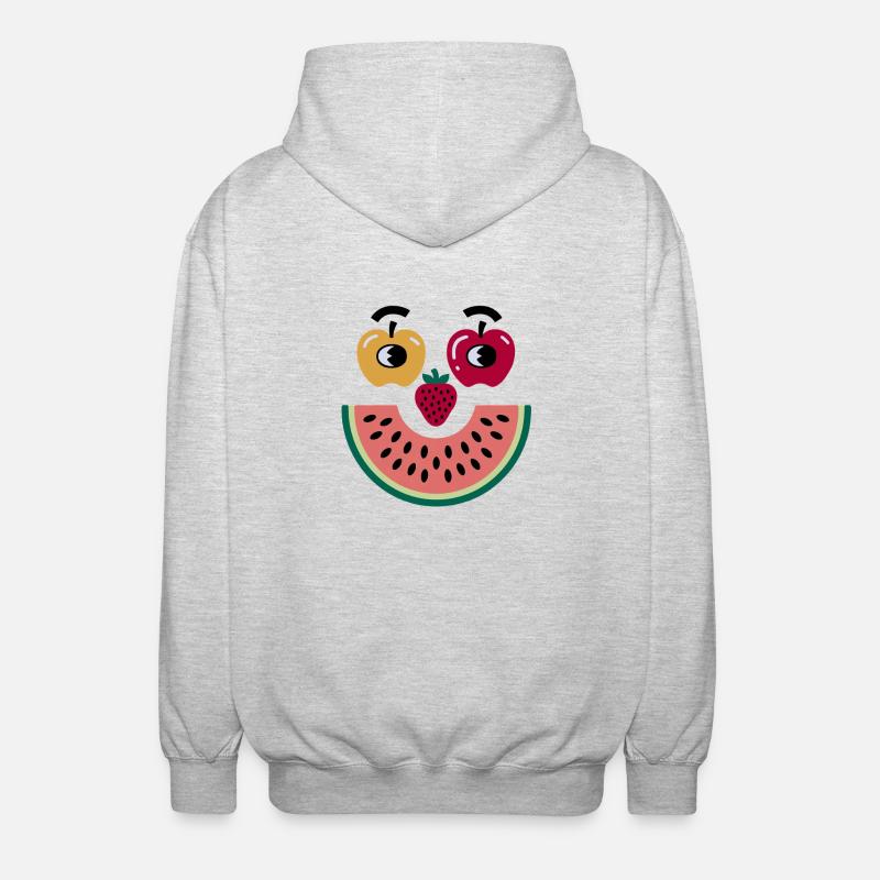 Frucht Gesicht - Unisex Kapuzenjacke - Hellgrau meliert
