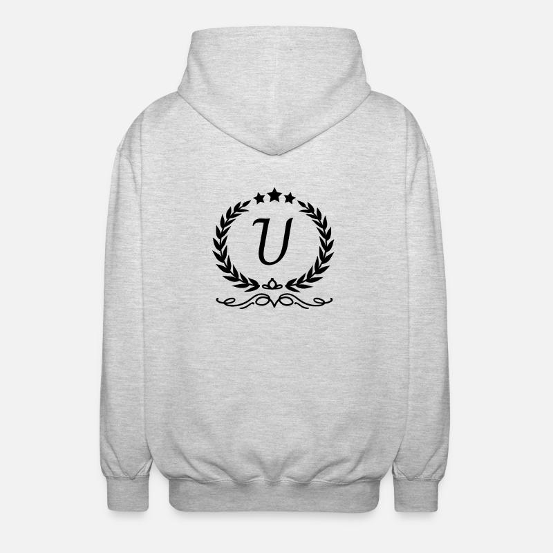 Buchstabe u Krone - Unisex Kapuzenjacke - Hellgrau meliert