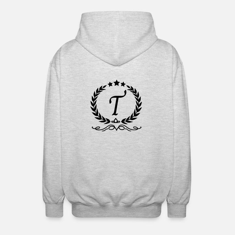 Buchstabe t Krone - Unisex Kapuzenjacke - Hellgrau meliert