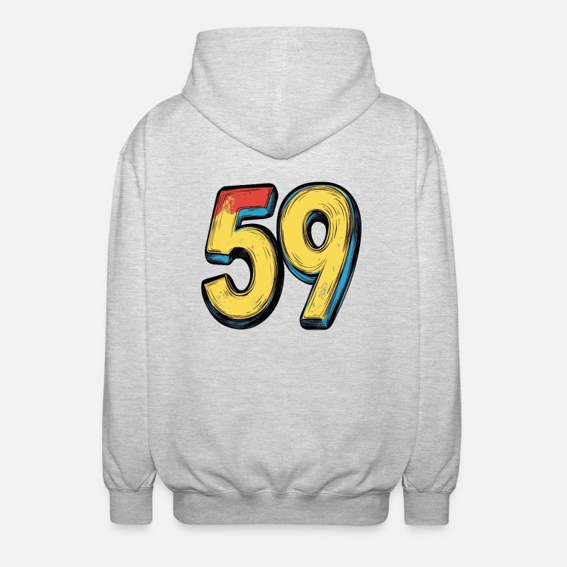 59 Symbole numérique - Veste à capuche unisexe - gris clair chiné
