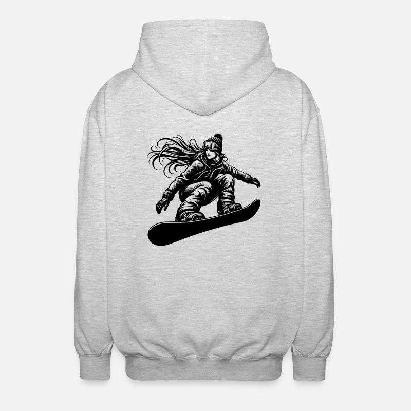Snowboardeuse avec lunettes de neige - Veste à capuche unisexe - gris clair chiné