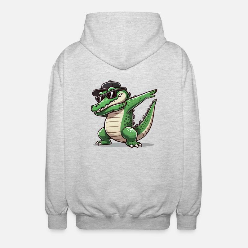crocodile bande dessinée dabbing - Veste à capuche unisexe - gris clair chiné