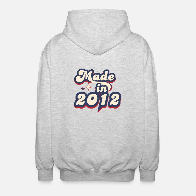 Made in 2012 retro - Unisex Hooded Jacket - light heather grey