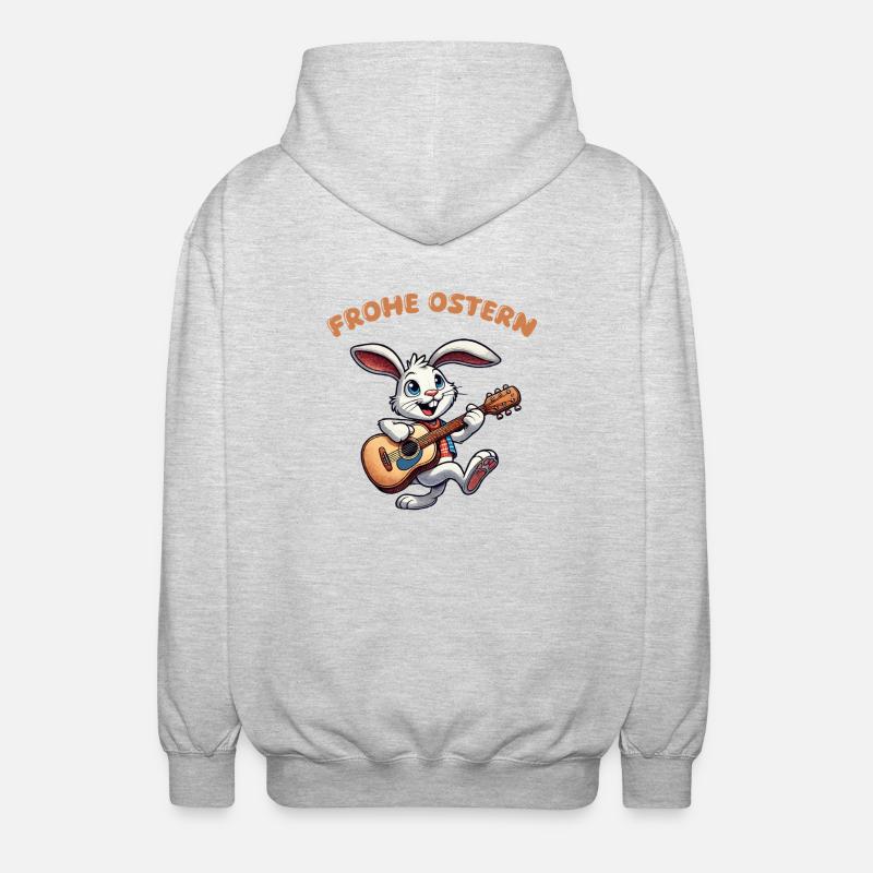 bunny guitar comic easter - Unisex Hooded Jacket - light heather grey
