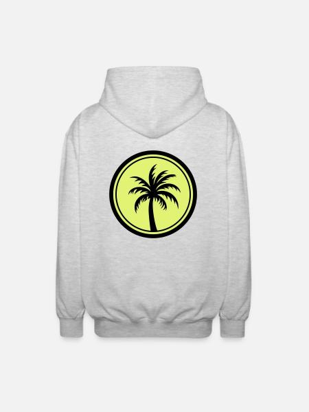 Palme Urlaub Symbol - Unisex Kapuzenjacke - Hellgrau meliert