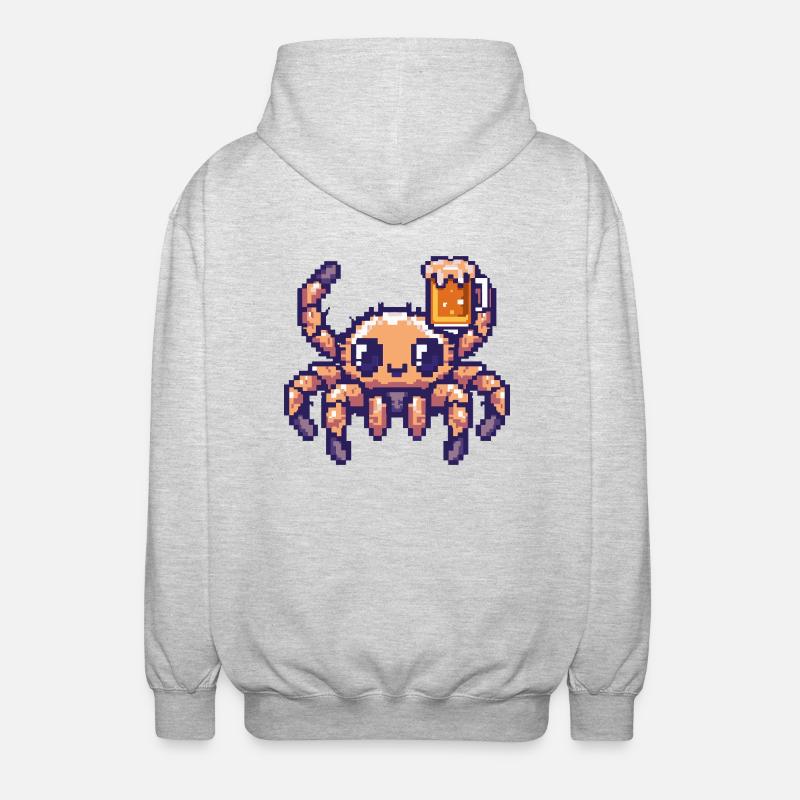 Tarantula Pixel Beer - Unisex Hooded Jacket - light heather grey