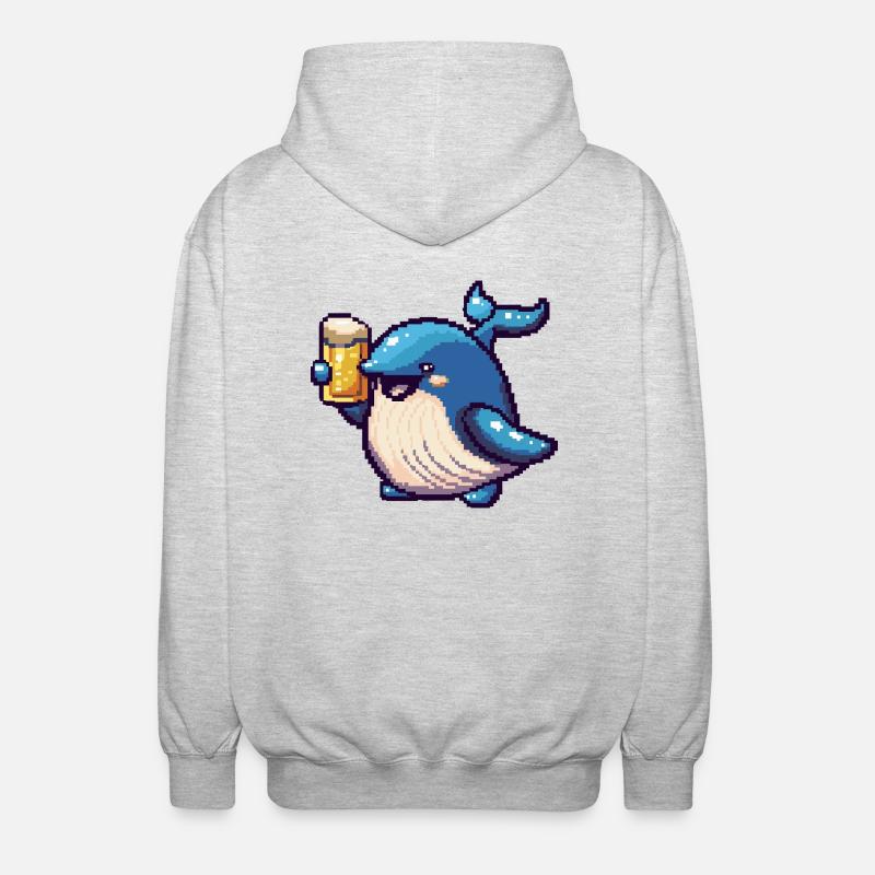 Whale Pixel Beer - Unisex Hooded Jacket - light heather grey
