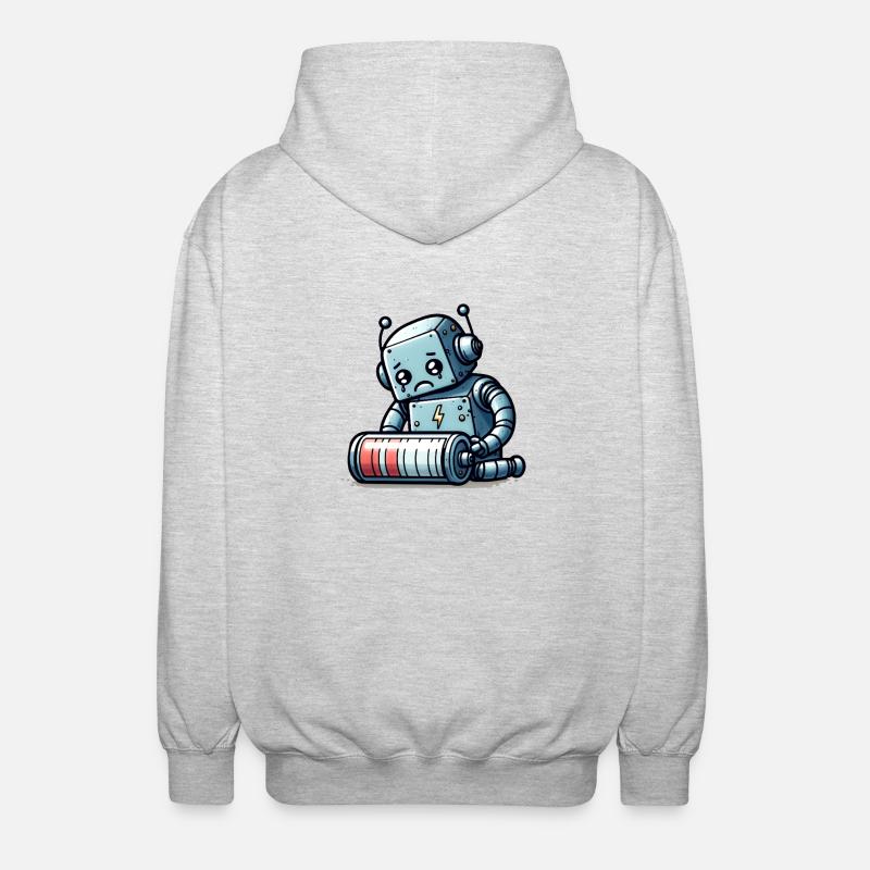 Robot Weak Battery Robo-Problems - Unisex Hooded Jacket - light heather grey
