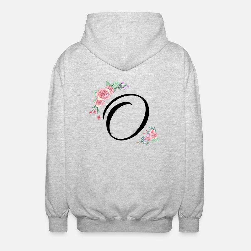 Buchstabe o Blumen - Unisex Kapuzenjacke - Hellgrau meliert