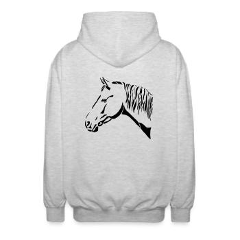 Pferdekopf - Unisex Kapuzenjacke - Hellgrau meliert - Hinten - AI Model Male 185 light (185cm)
