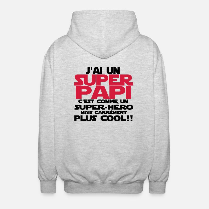 j'ai un super papi - Veste à capuche unisexe - gris clair chiné