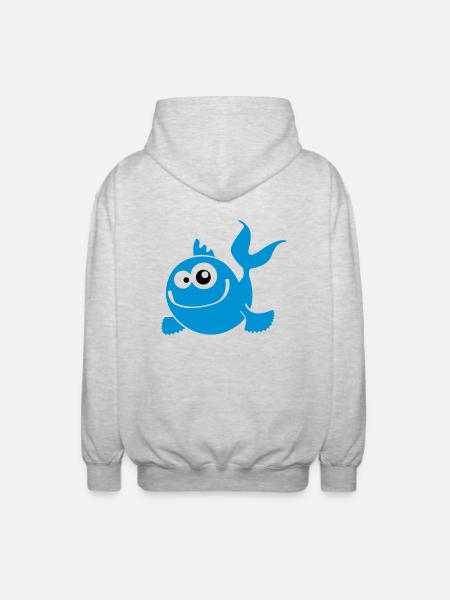 fish boy - Unisex Kapuzenjacke - Hellgrau meliert