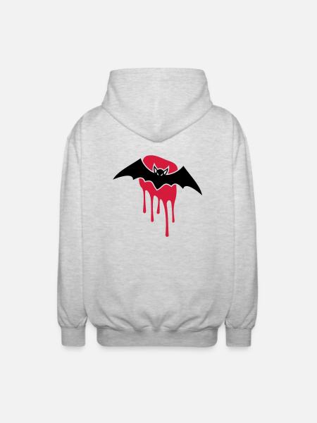 Bat - Blood - Evil - Scary - Unisex Hooded Jacket - light heather grey