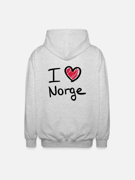 i_love_norge__f2 - Unisex Kapuzenjacke - Hellgrau meliert