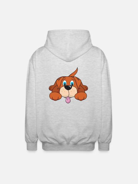 Cute dog puppy pets - Unisex Hooded Jacket - light heather grey