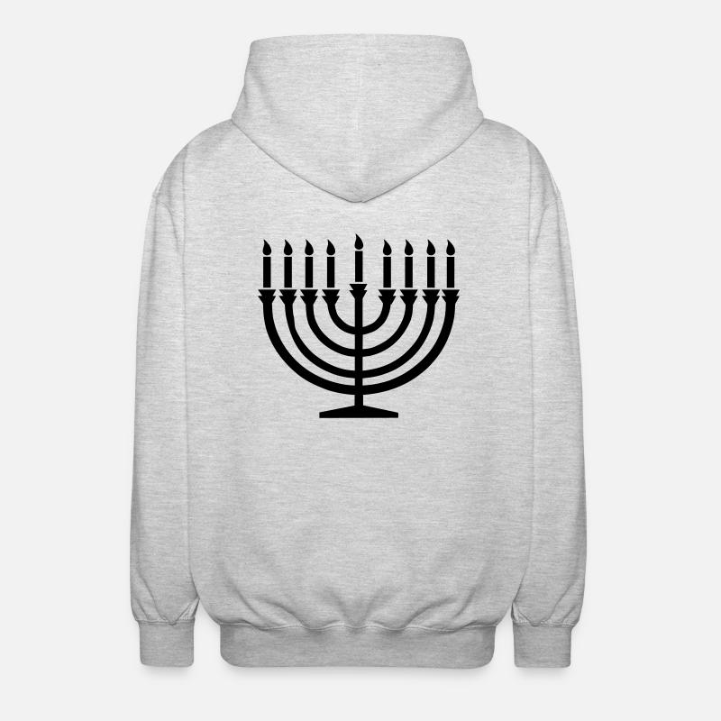 Hanukkah Menora - Unisex Hooded Jacket - light heather grey