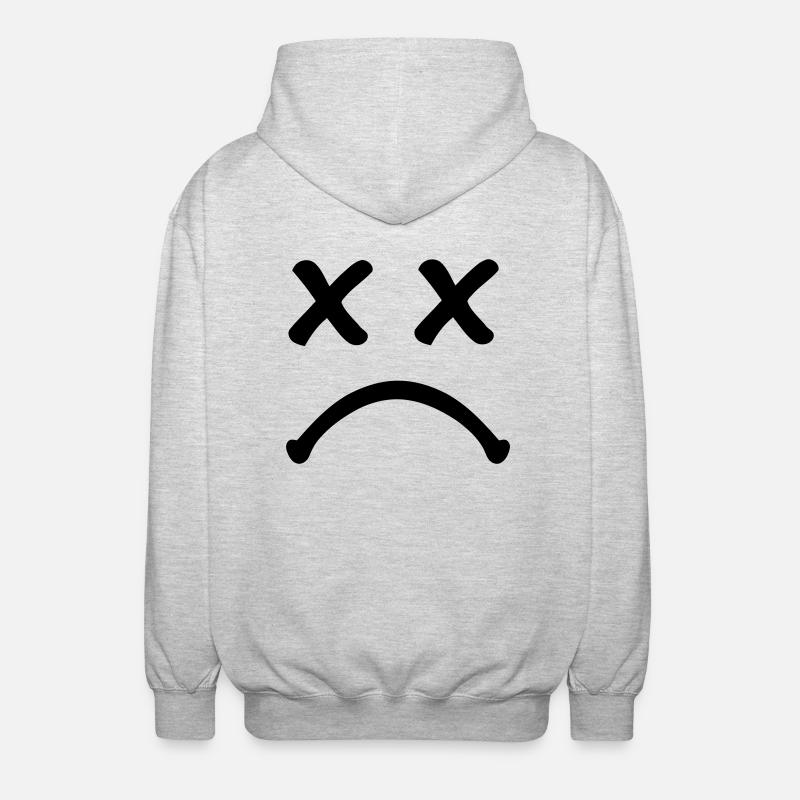 Smiley sad - Unisex Hooded Jacket - light heather grey