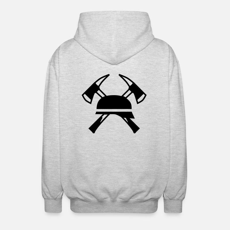 Casque feu et axes croisés - Veste à capuche unisexe - gris clair chiné