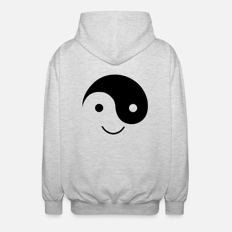 ying_yang_smiley_1 - Unisex Kapuzenjacke - Hellgrau meliert