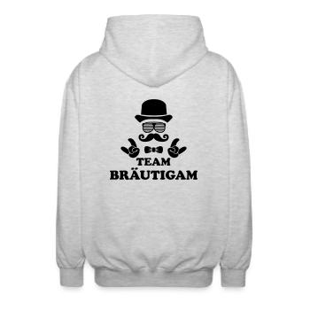 team_braeutigam - Unisex Kapuzenjacke - Hellgrau meliert - Hinten - AI Model Male 185 light (185cm)
