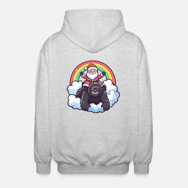 Gorille Père Noël Arc-en-ciel - Veste à capuche unisexe - gris clair chiné