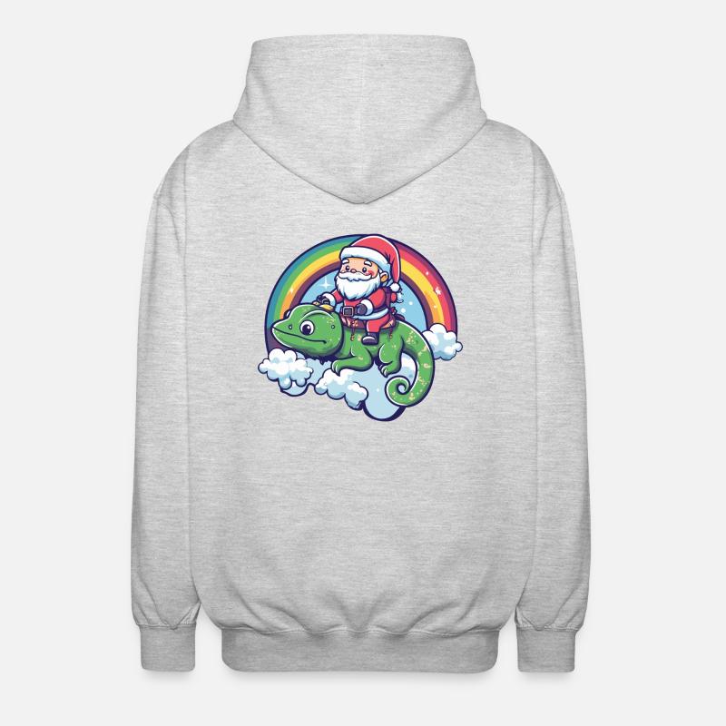 Caméléon Père Noël Arc-en-ciel - Veste à capuche unisexe - gris clair chiné